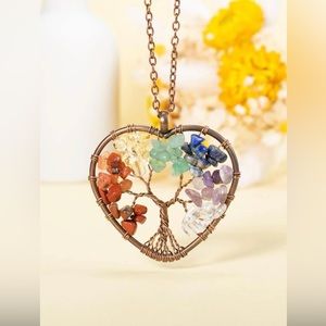 Tree Of Life Natural Crystal Chakra Pendant Necklace